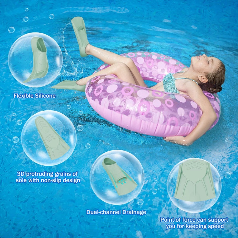 Gintenco Swim Fins, Kids Swim Training Fins for Lap Swimming, Travel Size Flippers with Mesh Bag, Silicone Swimming Fins for Kids Teens Adults Women Men - Image 4